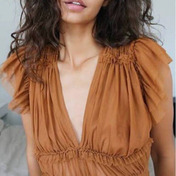 FREE PEOPLE Making Me Smile Print Top Twisted Wood - Picture 2 of 5